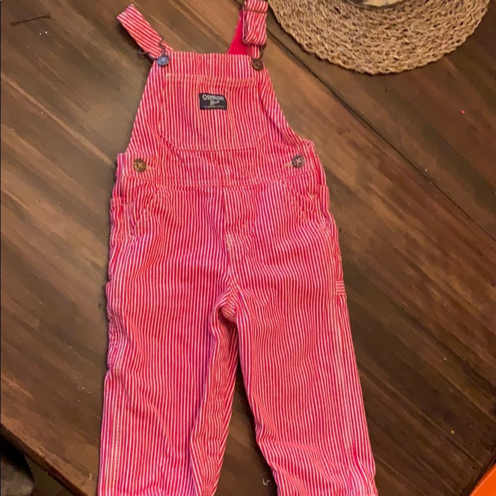 Oshkosh b’gosh red and white striped overalls